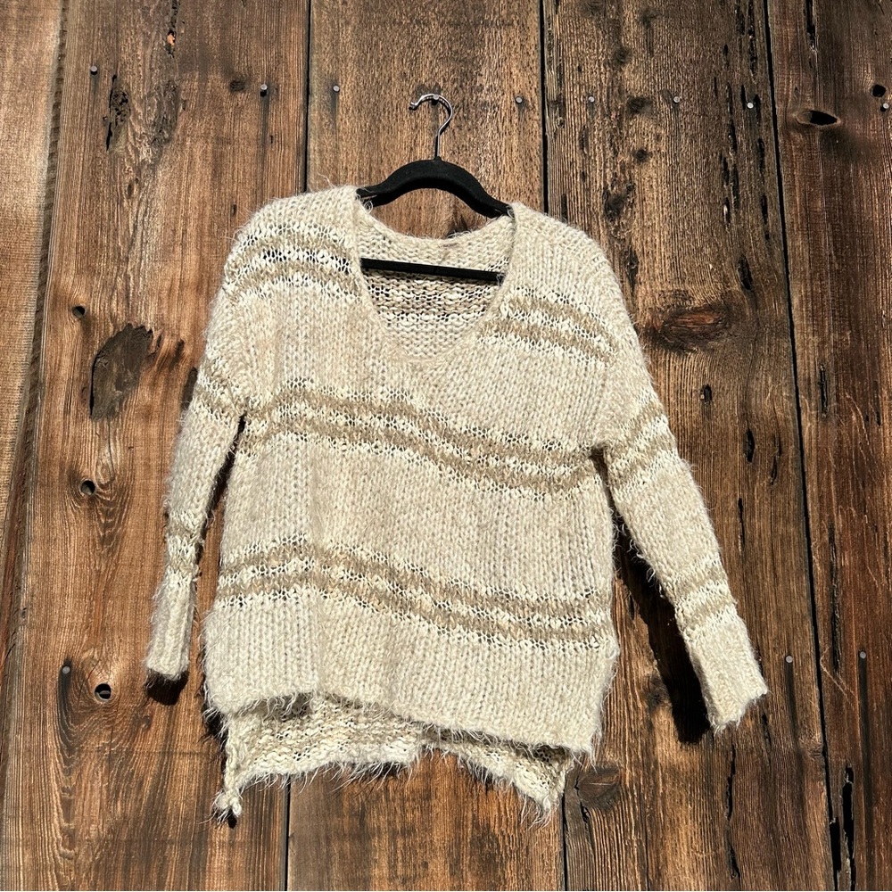 Free People Tan Cream Knit Sweater